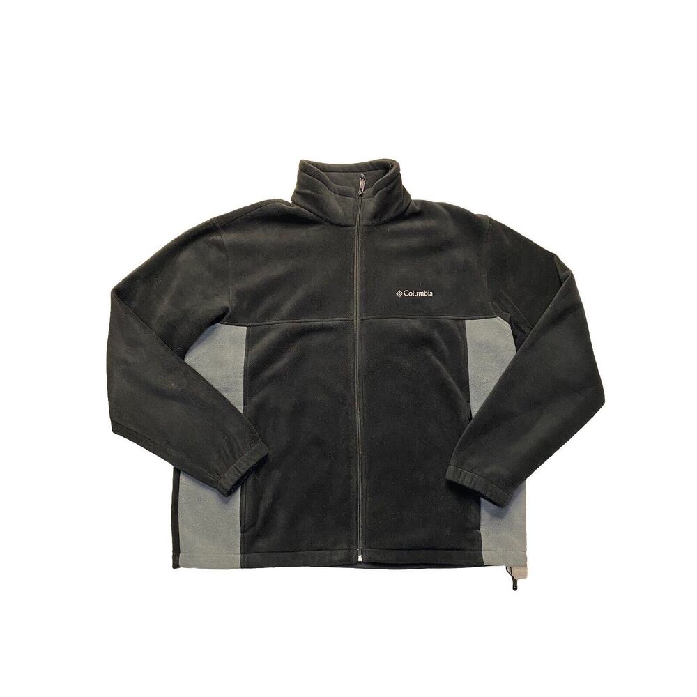 Columbia Jacket Black / Gray Fleece Long Sleeve Full Zip Size Men's XL
